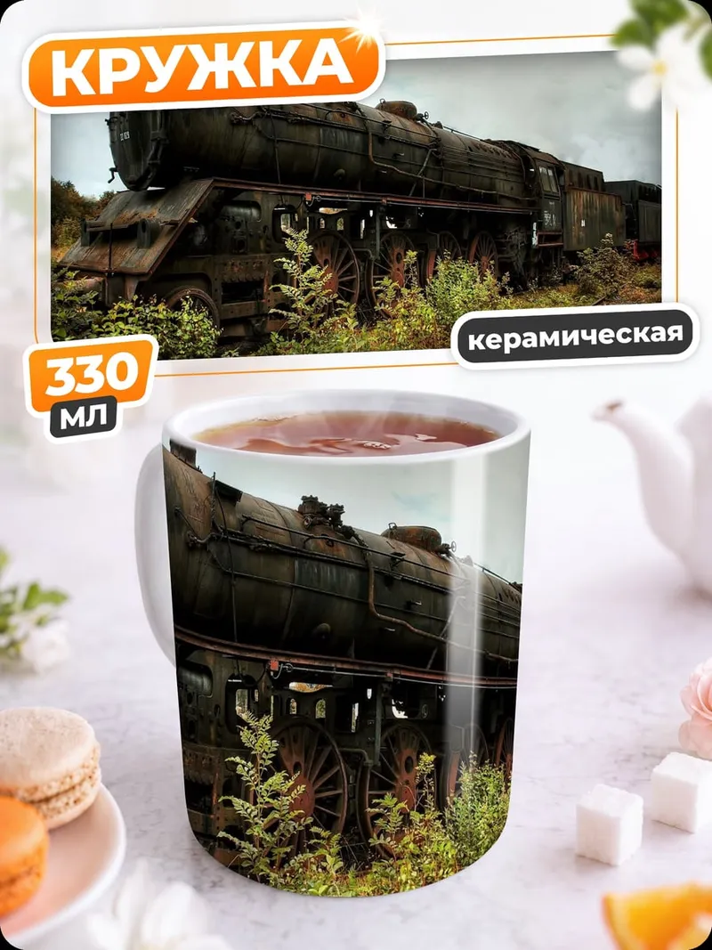 Кружка керамическая Заброшенный паровоз