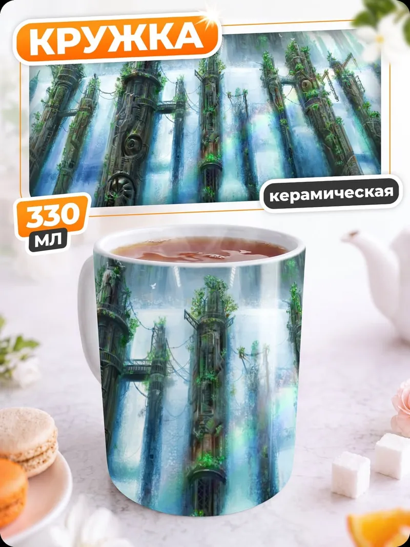 Кружка керамическая фэнтези водопад колонны