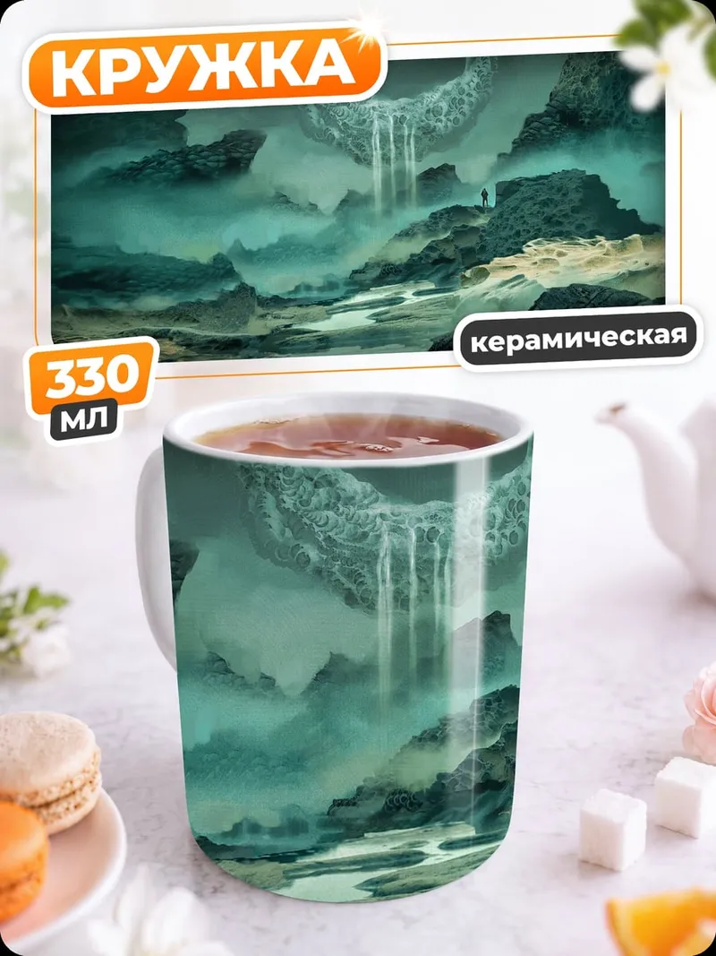 Кружка керамическая туманный пейзаж