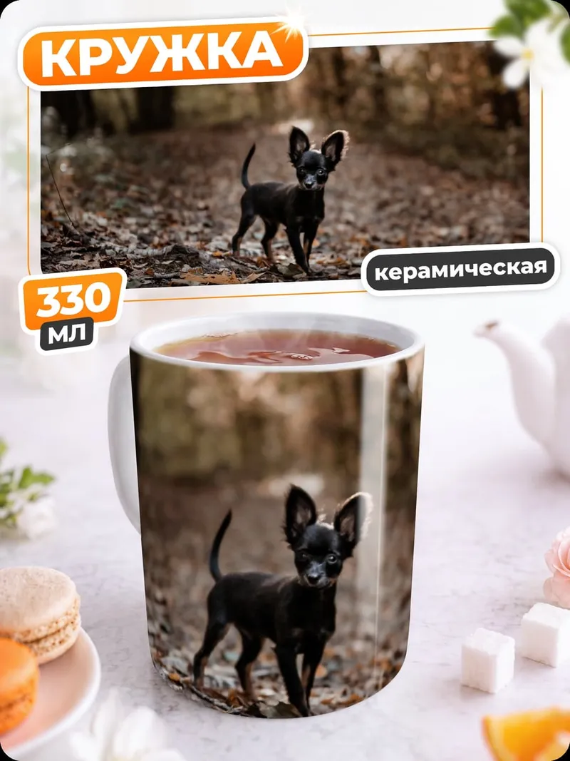 Кружка керамическая Чихуахуа в лесу