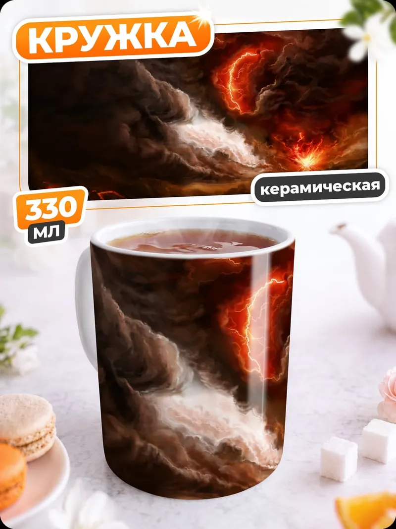 Кружка керамическая вулканическая лава