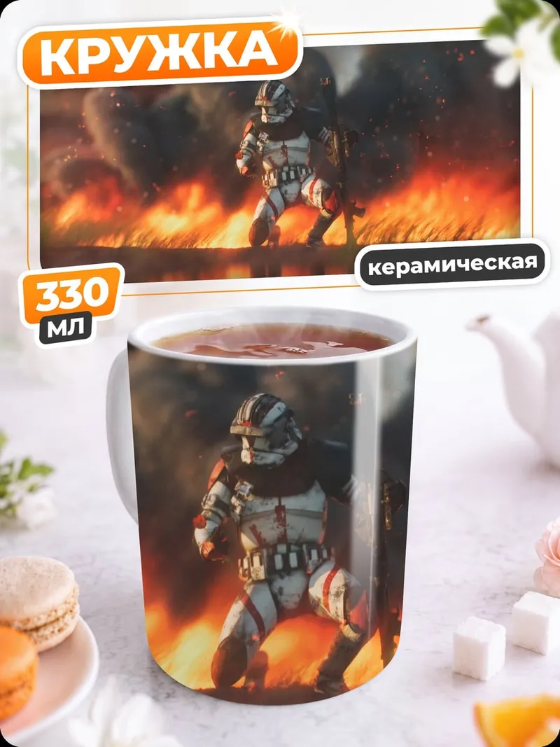 Кружка керамическая солдат в огне