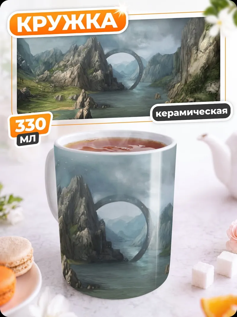 Кружка керамическая Фантастический пейзаж портал