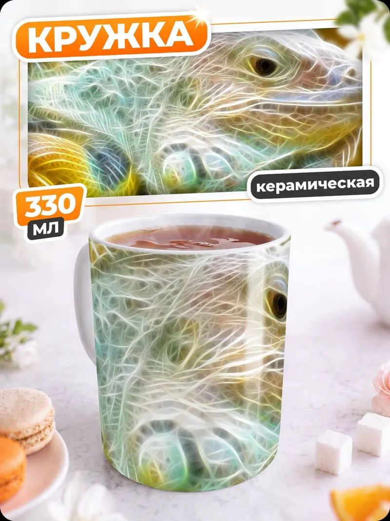 Кружка керамическая Неоновая игуана