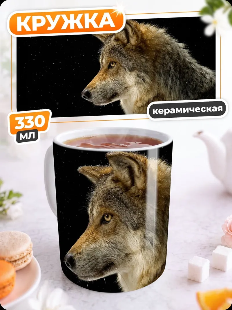 Кружка керамическая Портрет волка