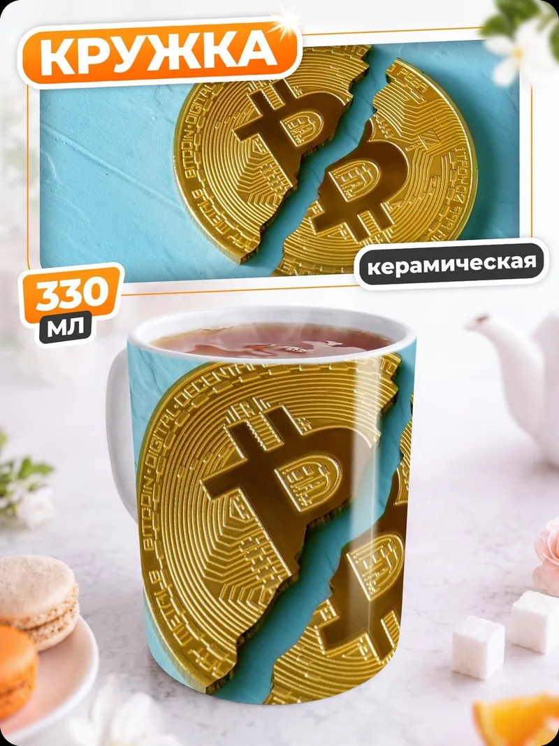 Кружка керамическая Сломанный биткоин