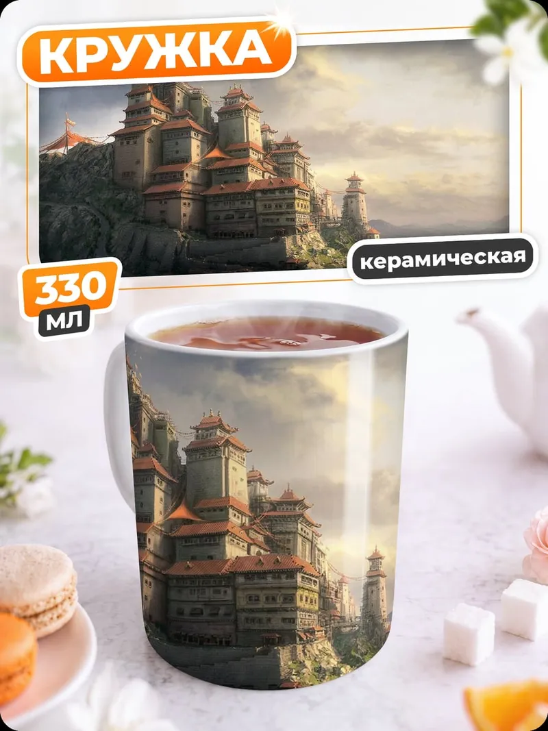 Кружка керамическая Горный замок