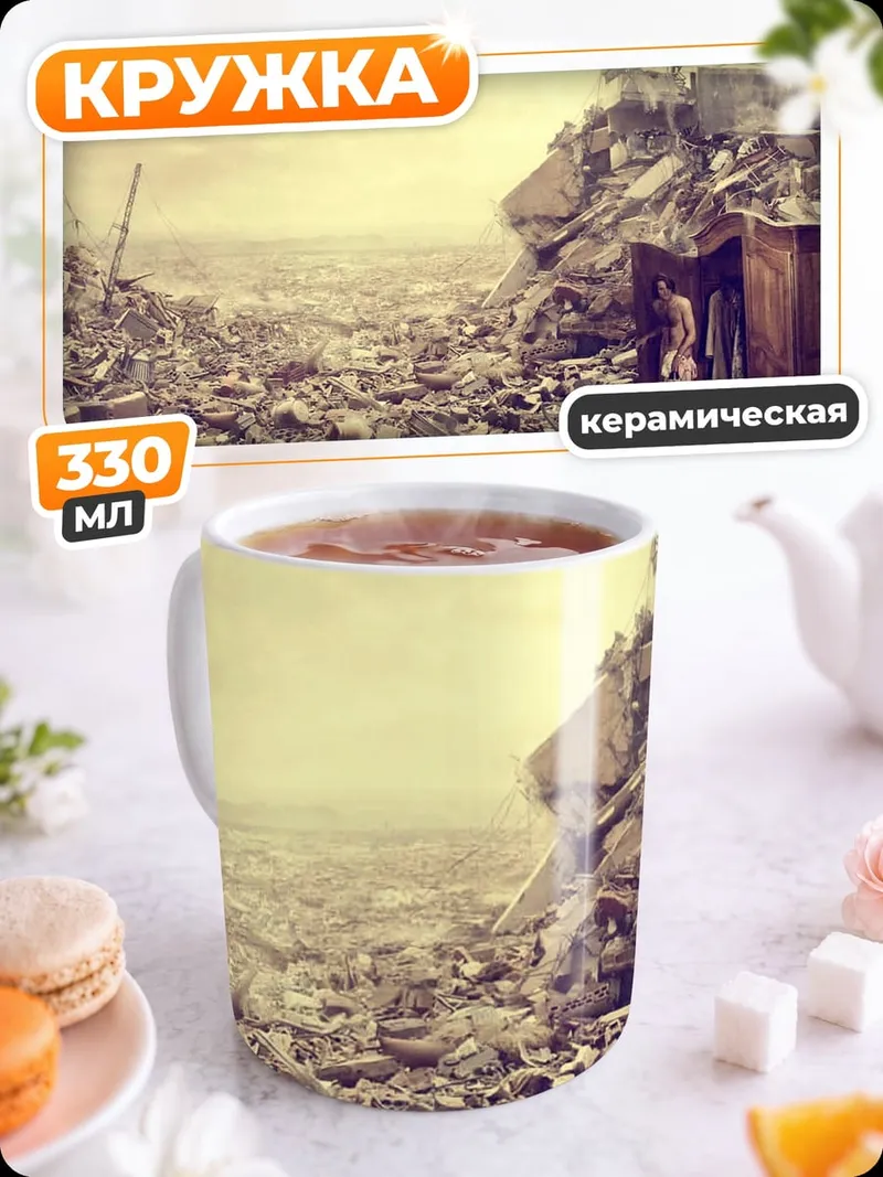 Кружка керамическая Разрушенный город