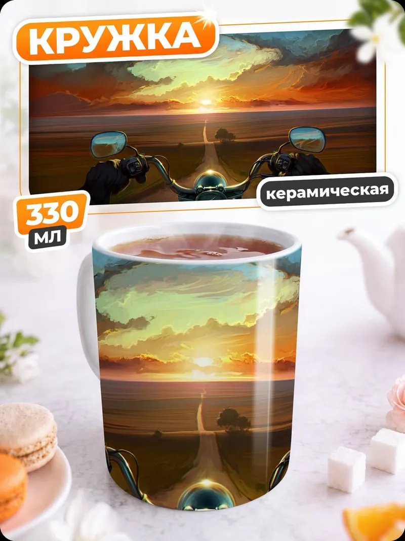 Кружка керамическая путешествие на закате