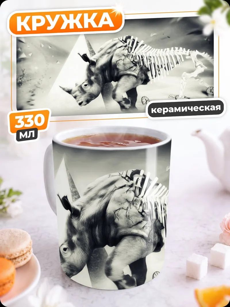 Кружка керамическая Скелет носорога
