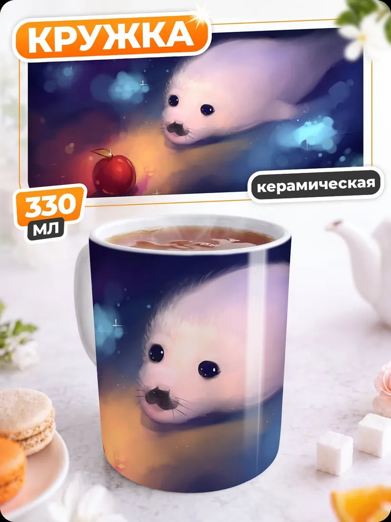Кружка керамическая Космический тюлень