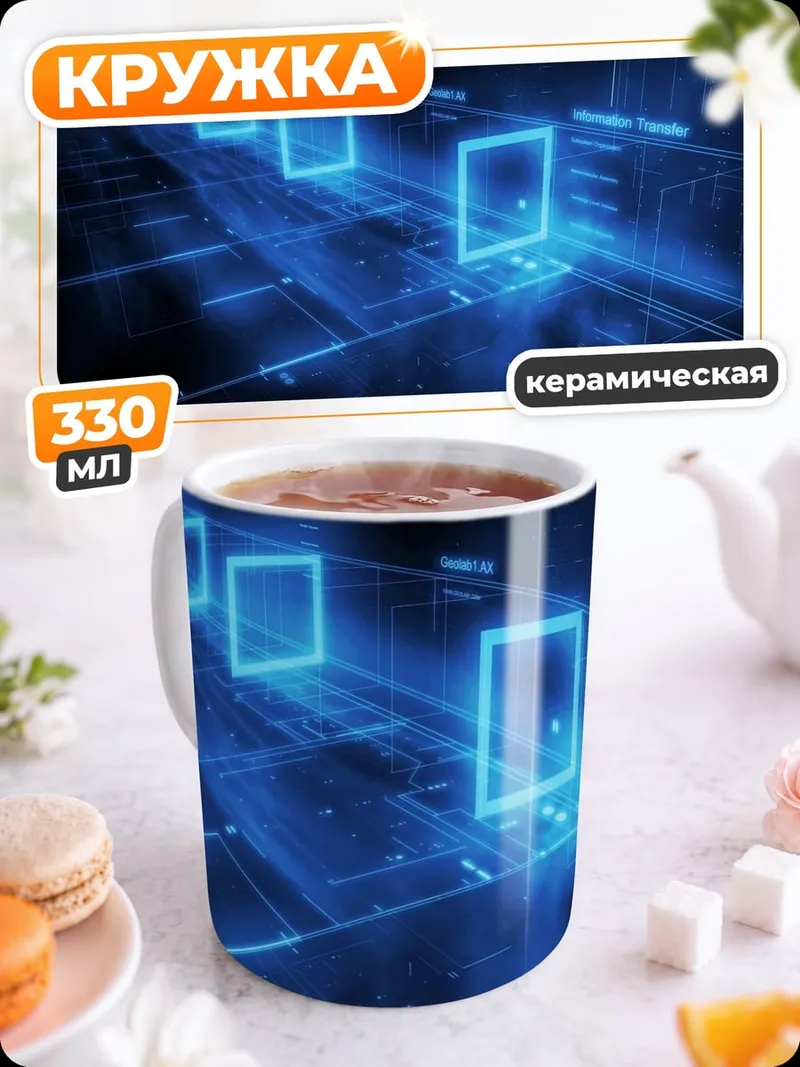 Кружка керамическая неоновые кубы в темноте