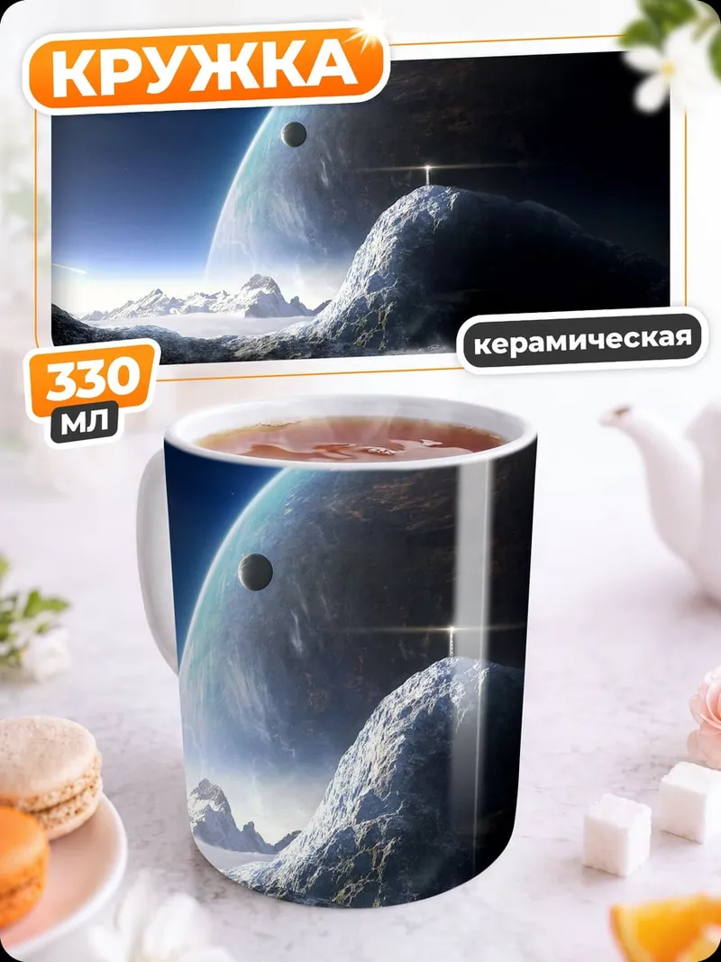 Кружка керамическая космический пейзаж