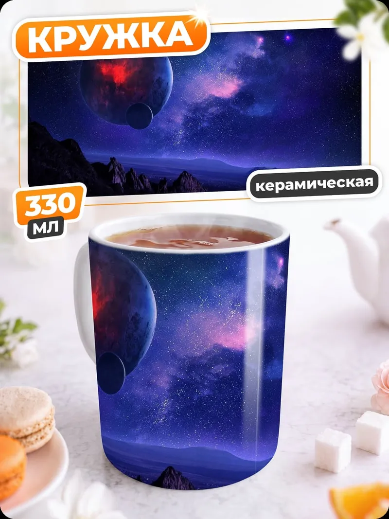 Кружка керамическая планета в космосе