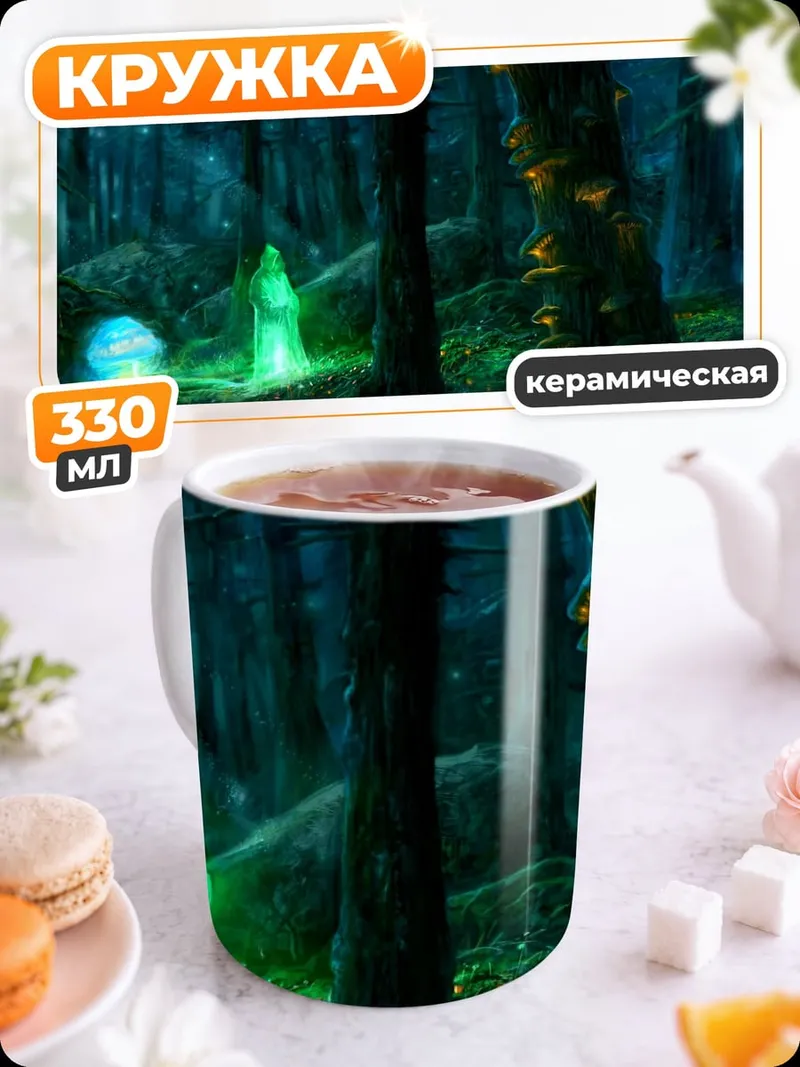Кружка керамическая волшебный лес