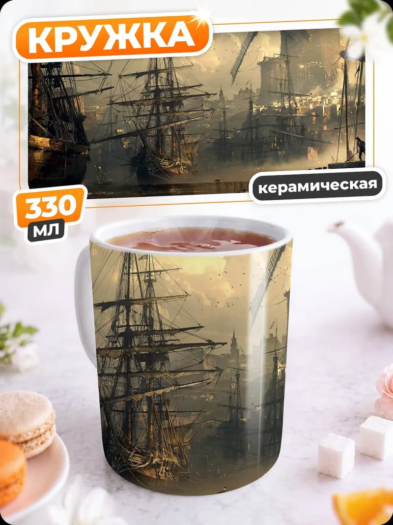 Кружка керамическая Старинный портовый город