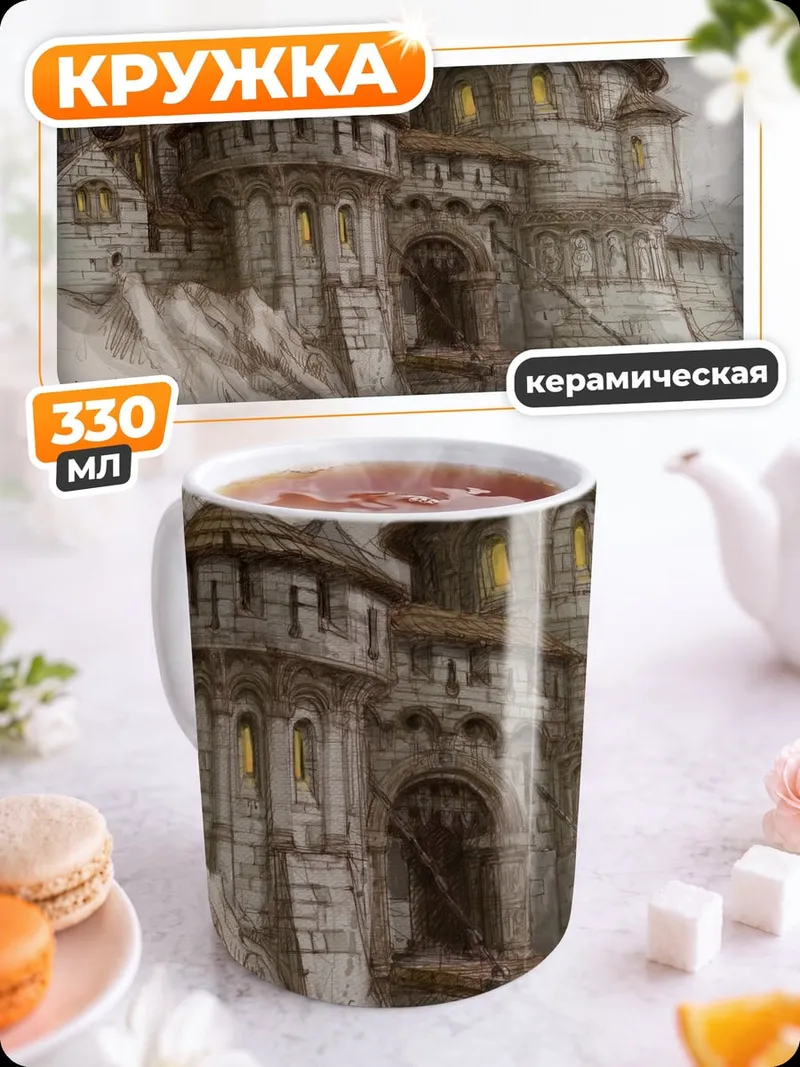 Кружка керамическая Замок на скале