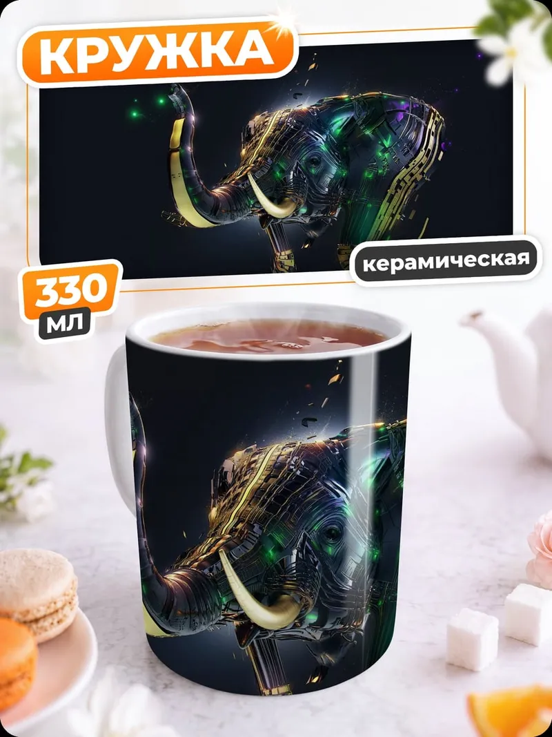 Кружка керамическая Космический слон