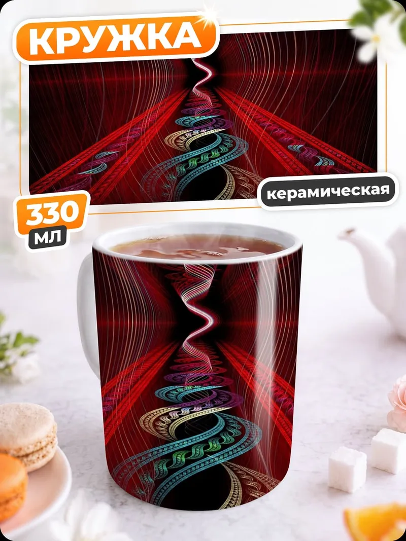 Кружка керамическая Красная спираль