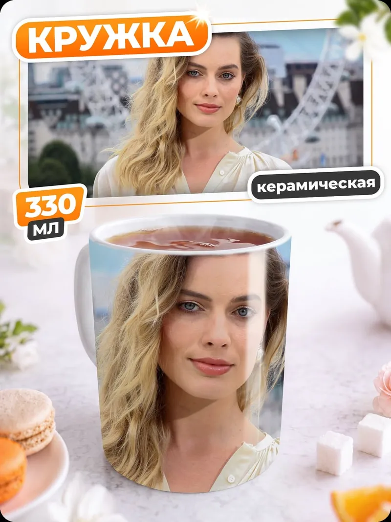 Кружка керамическая Девушка на фоне Лондона