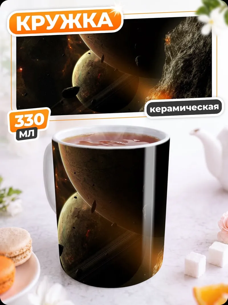 Кружка керамическая космическая битва