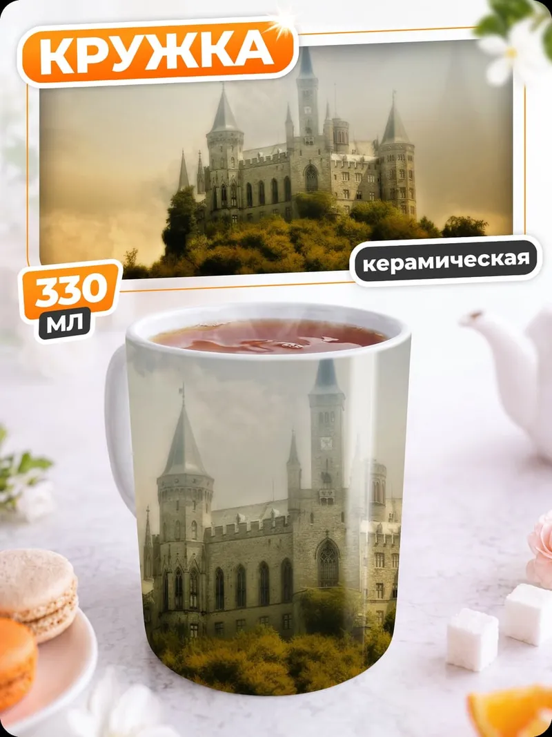 Кружка керамическая Сказочный замок на холме