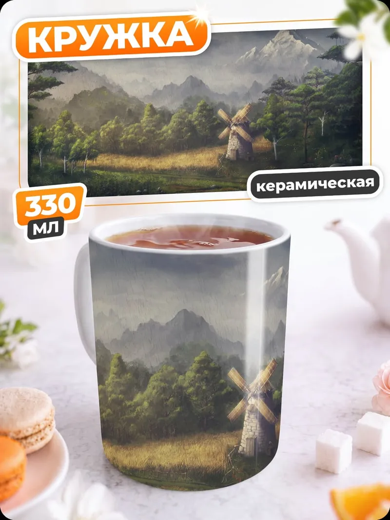 Кружка керамическая горный пейзаж