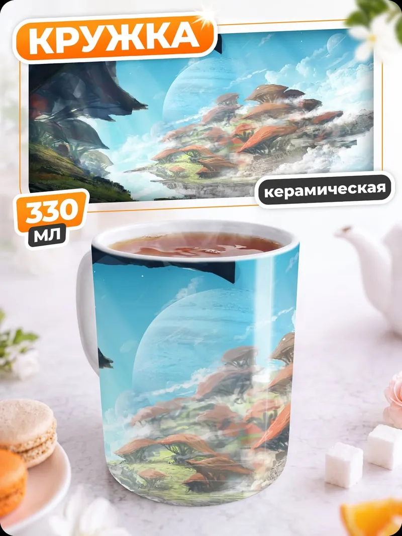 Кружка керамическая Летающий город небо