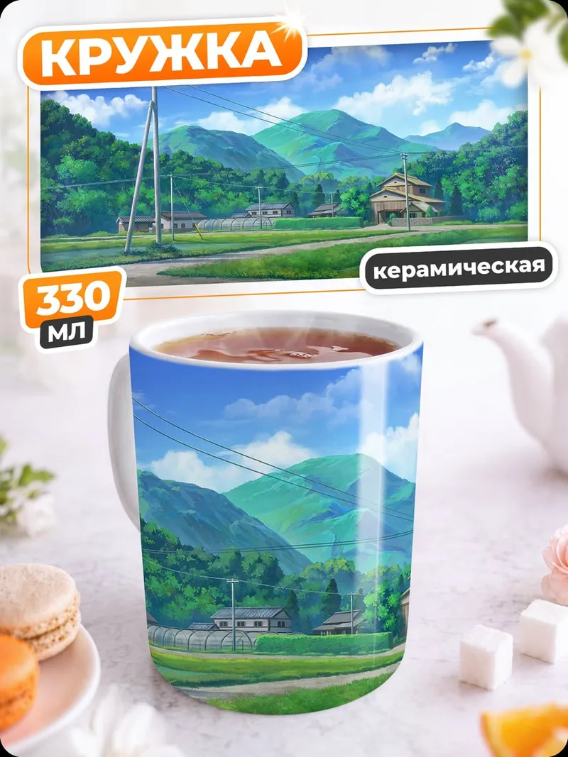 Кружка керамическая Японская деревня