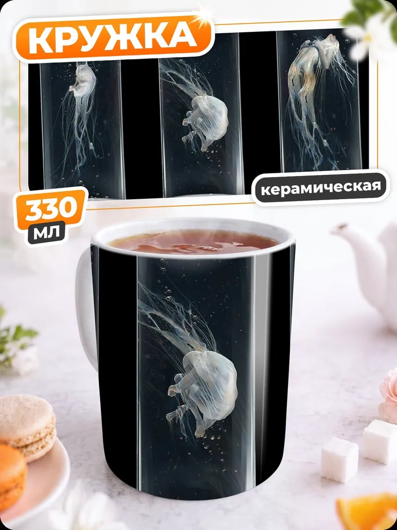 Кружка керамическая Медузы в колбах