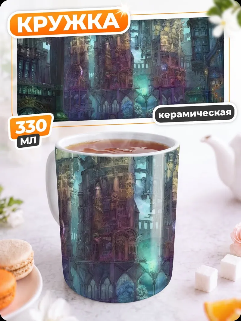 Кружка керамическая Фэнтези город магия