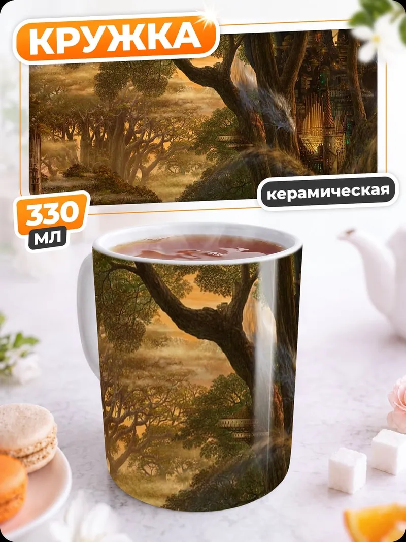 Кружка керамическая Сказочный лес с домиками