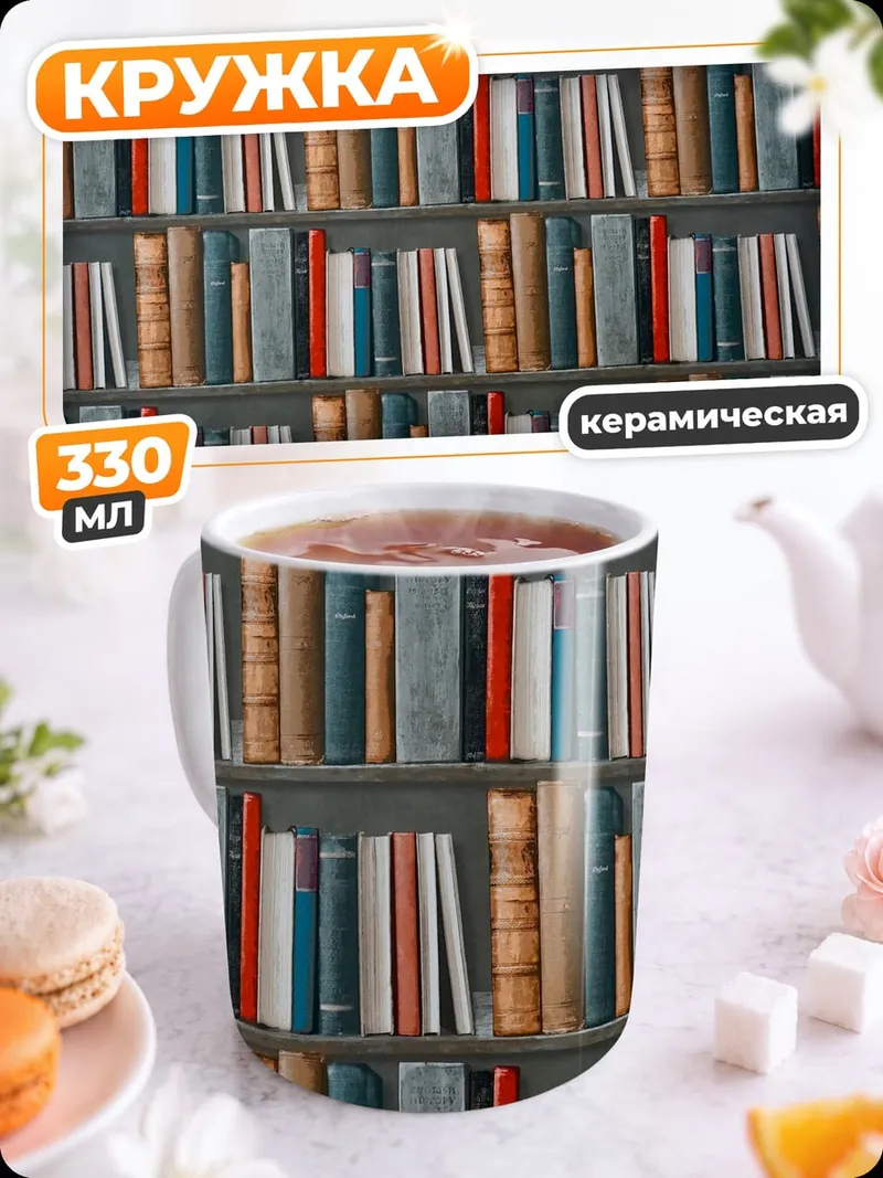 Кружка керамическая Книжная полка