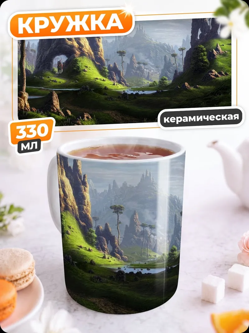 Кружка керамическая фантастический пейзаж