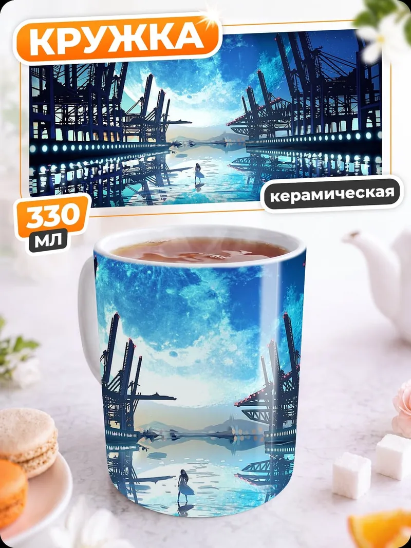 Кружка керамическая лунный порт