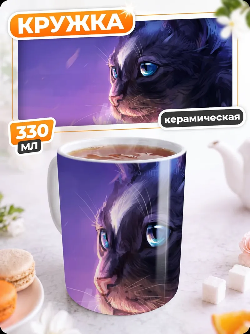 Кружка керамическая Кот с голубыми глазами