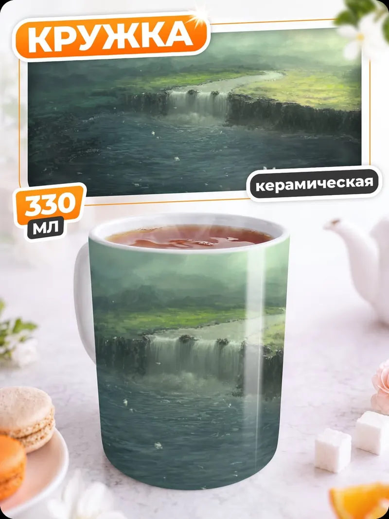 Кружка керамическая Заяц у водопада