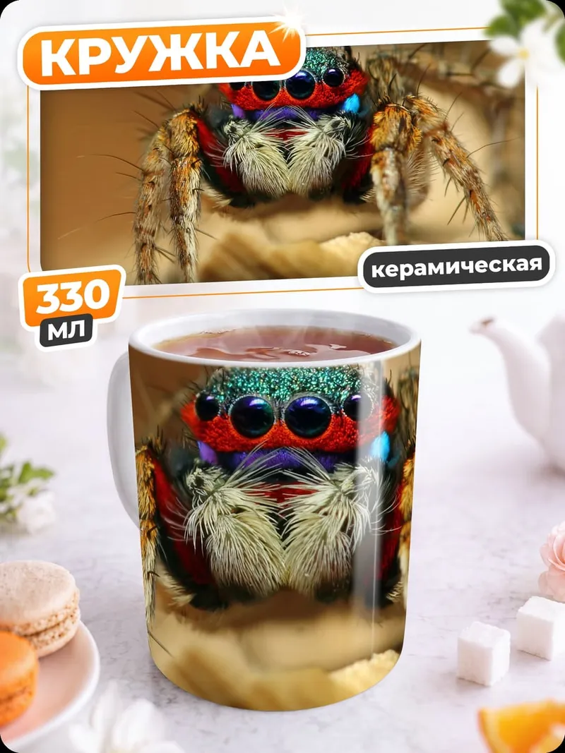 Кружка керамическая паук прыгун