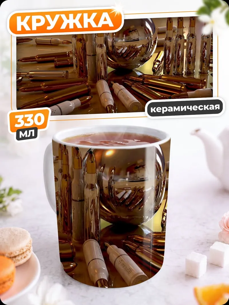 Кружка керамическая шар и патроны