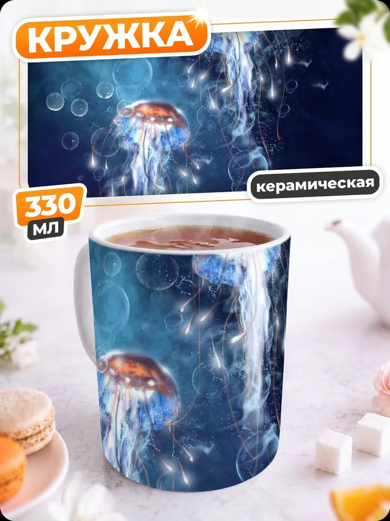 Кружка керамическая Медузы в глубине