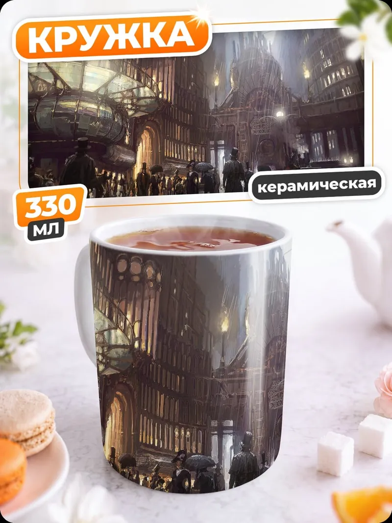 Кружка керамическая Городской пейзаж стимпанк