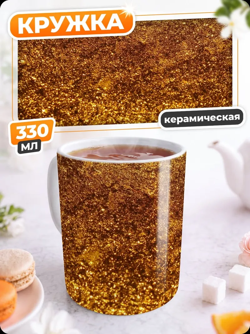 Кружка керамическая Золотой песок текстура