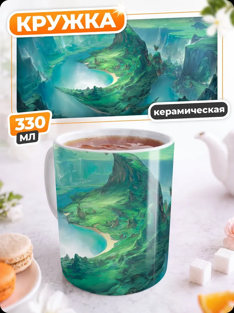 Кружка керамическая Фантастический зеленый пейзаж