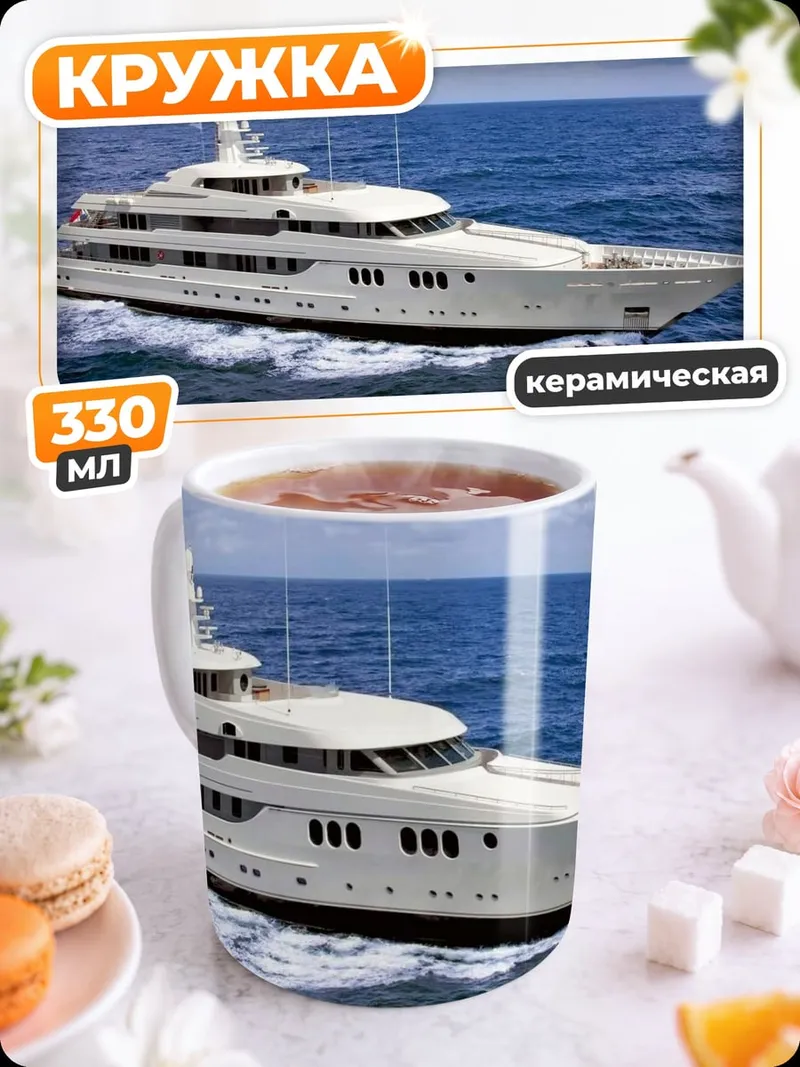 Кружка керамическая Роскошная яхта в море