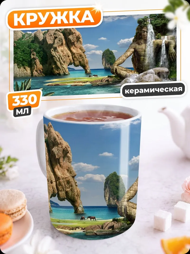 Кружка керамическая Водопад в скалах