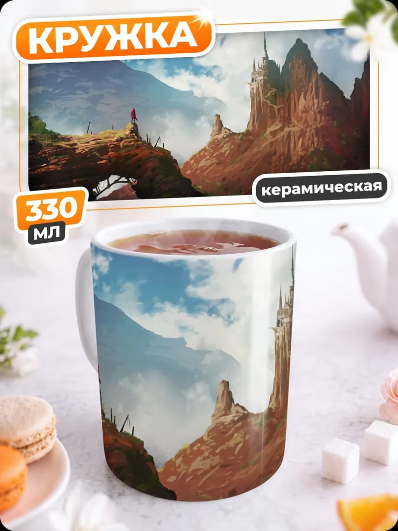 Кружка керамическая Горный замок
