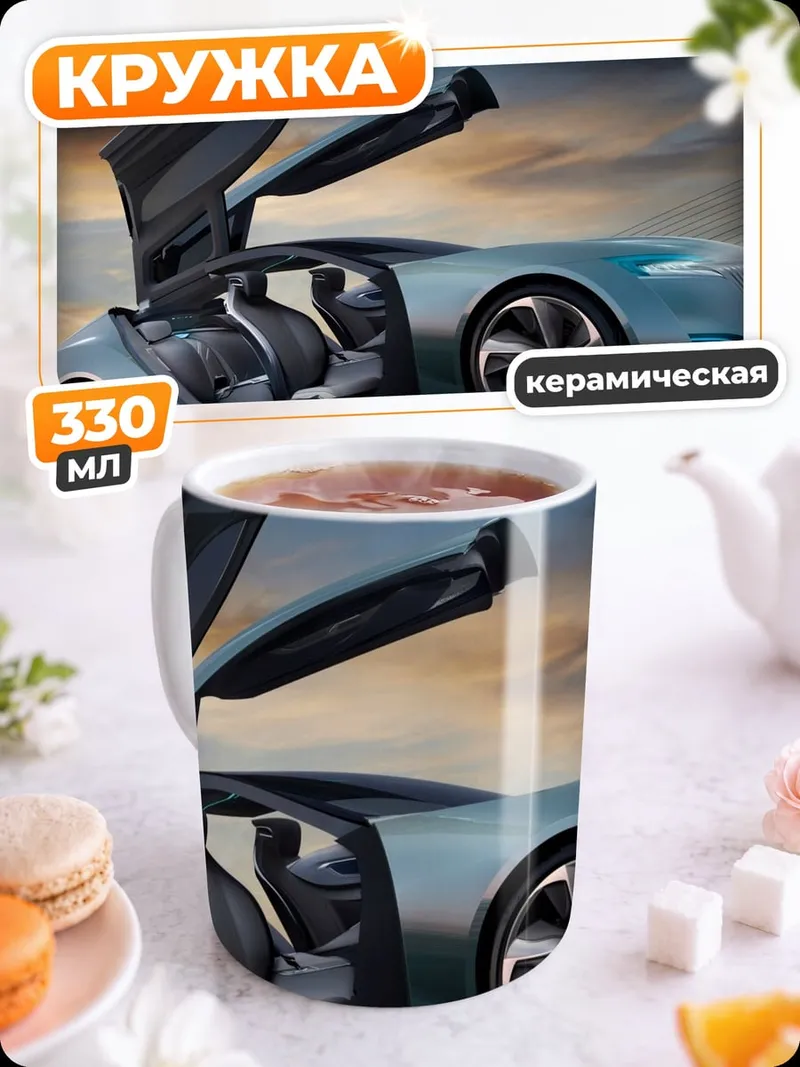 Кружка керамическая футуристичный спорткар