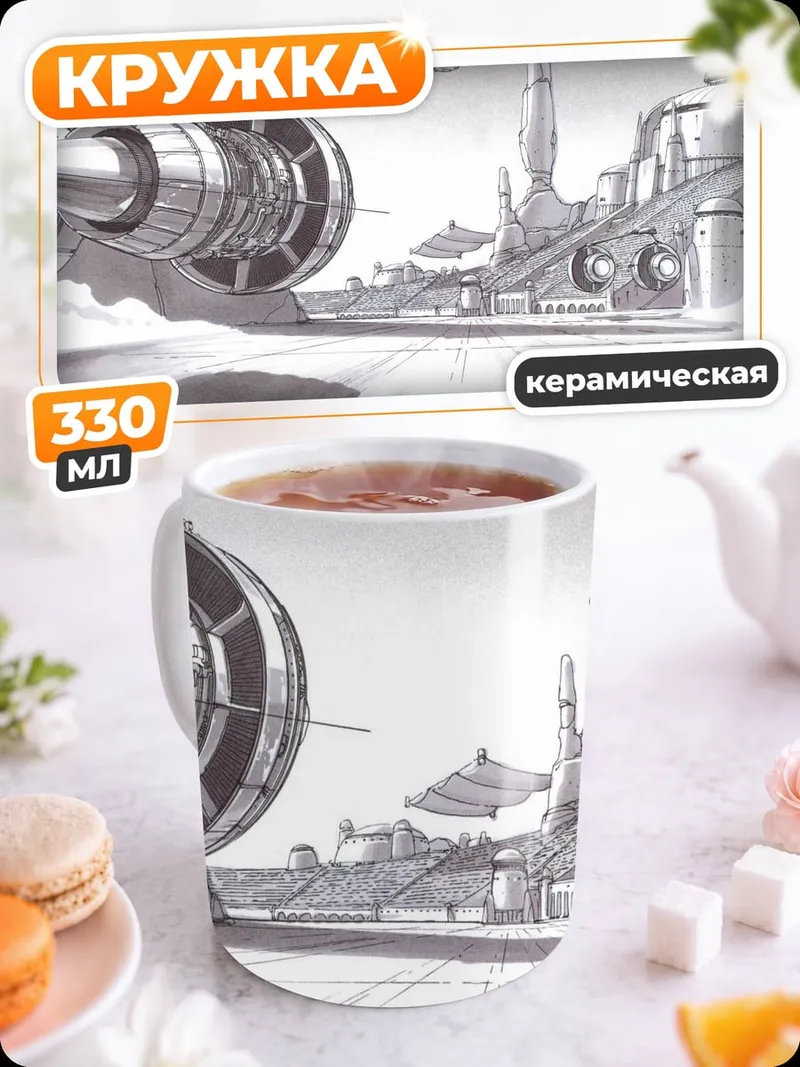 Кружка керамическая Фантастический город в небе