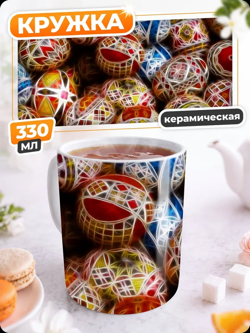 Кружка керамическая Пасхальные яйца узоры