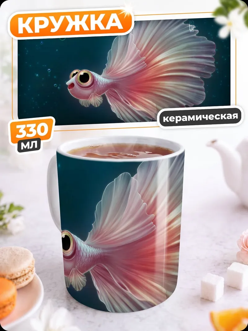 Кружка керамическая маленькая рыбка с большими глазами